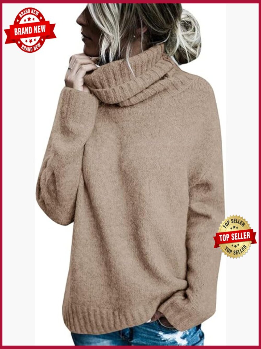 Oversized Chunky Cable Knit Turtleneck Pullover Sweater